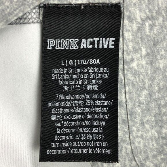 VS PINK Active Leggings Large Gray Heather Wide Band Compression High Rise - Picture 2 of 12